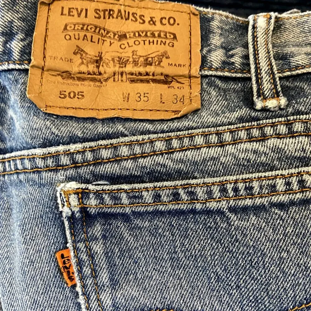 Vintage Levi's Orange Tab 505 Jeans 100% Cotton Relaxed Straight 5-Pocket 35x34
